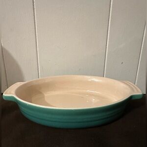 Le Creuset Oval Baking Dish - Teal and Cream